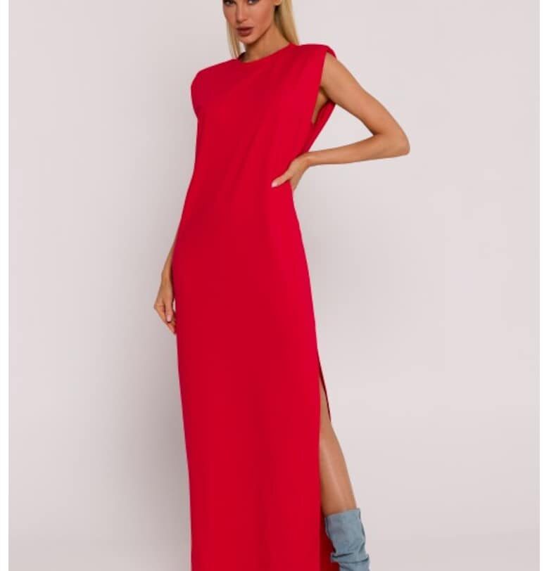 Рокля с подплънки -  Maxi - Червена - Червен MOE