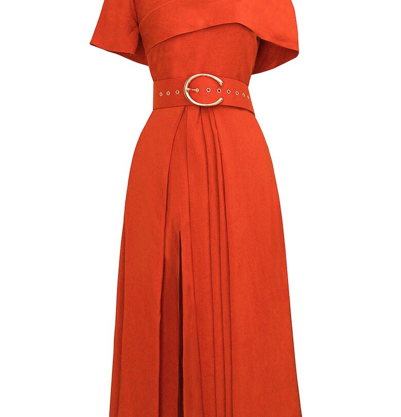 Рокля с презрамка на врата и голи рамене - Корал Alina Cernatescu