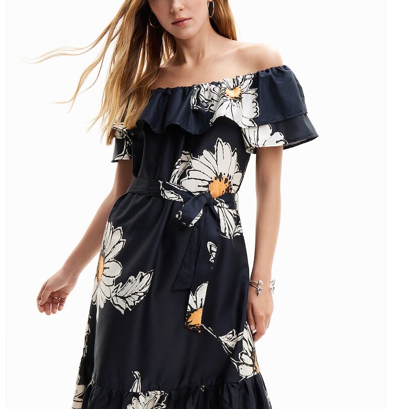 Рокля с принт - Бял/Ултрамарин синьо DESIGUAL