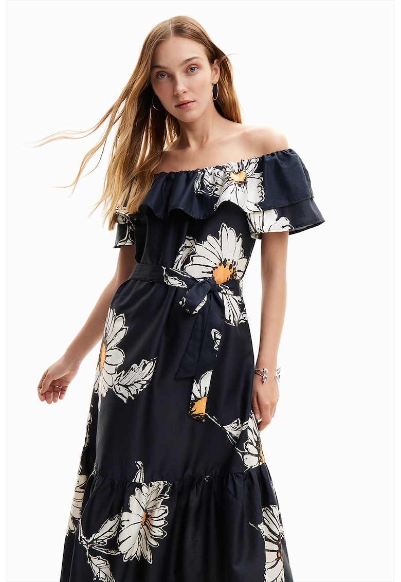 Рокля с принт - Бял/Ултрамарин синьо DESIGUAL