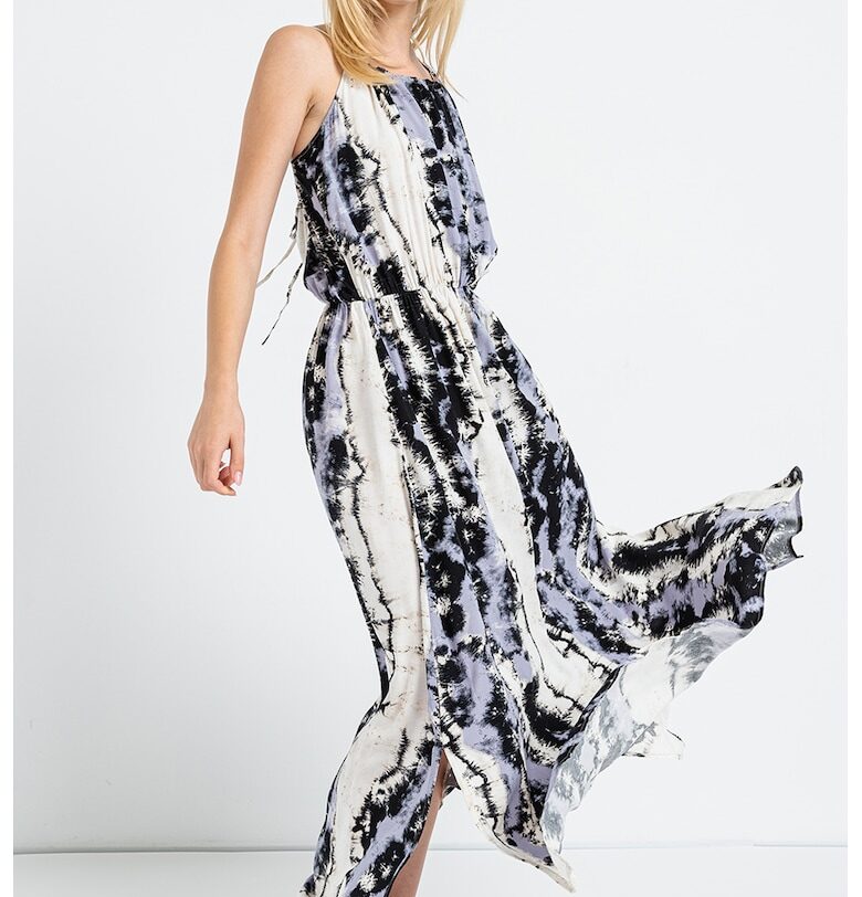 Рокля с принт - Бял/Черен/Лилав QS