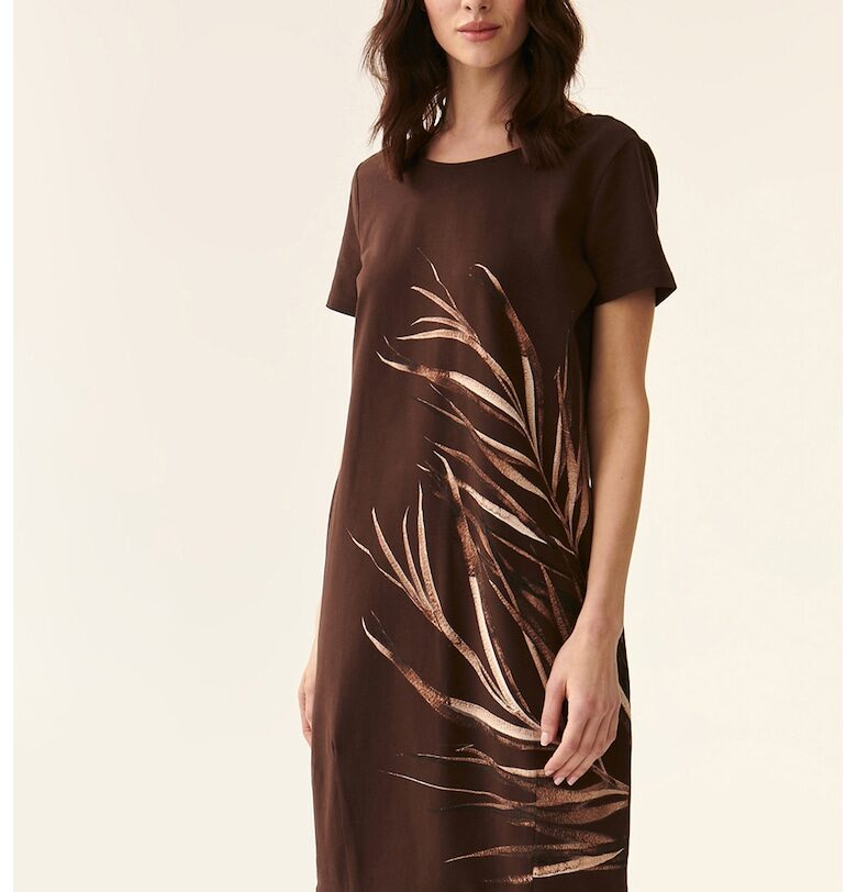 Рокля с принт - Коняк кафяв Tatuum