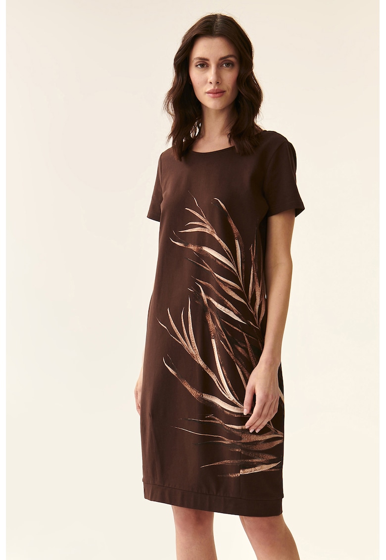Рокля с принт - Коняк кафяв Tatuum