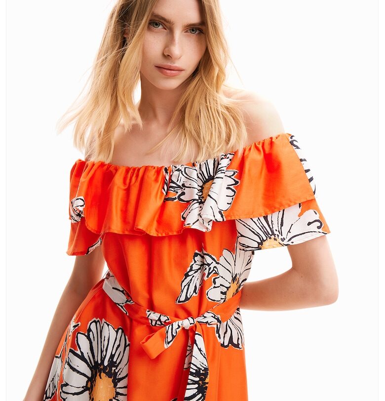 Рокля с принт - Мандарина DESIGUAL