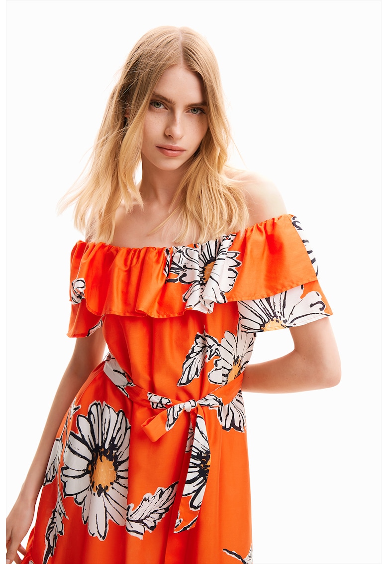 Рокля с принт - Мандарина DESIGUAL