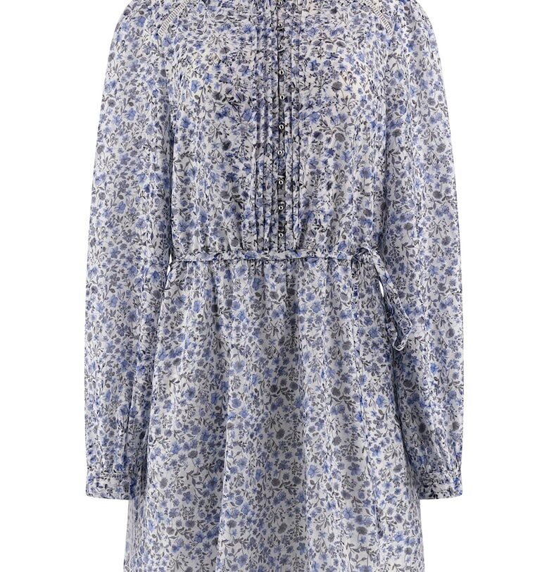 Рокля с принт и дълги ръкави - Лавандула/Избеляло черно/Прозрачен GUESS