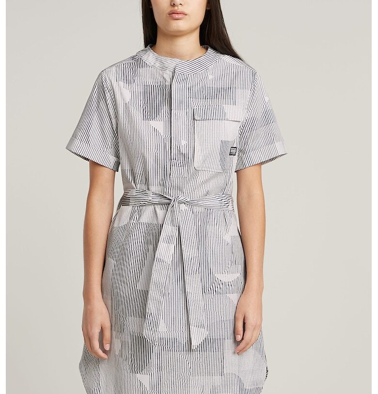 Рокля с принт и колан - Черен/Бял G-STAR