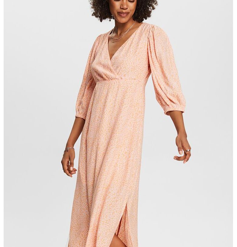 Рокля с принт и цепки встрани - Бледооранжев Esprit