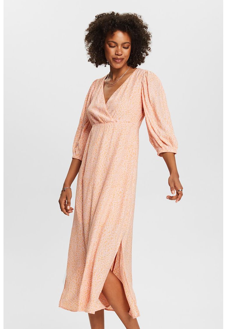 Рокля с принт и цепки встрани - Бледооранжев Esprit