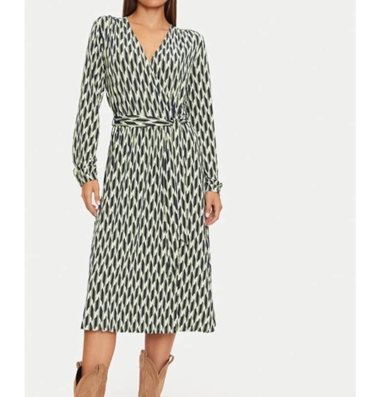 Рокля с риза  13001788 Зелена стандартна кройка - вискоза Olsen