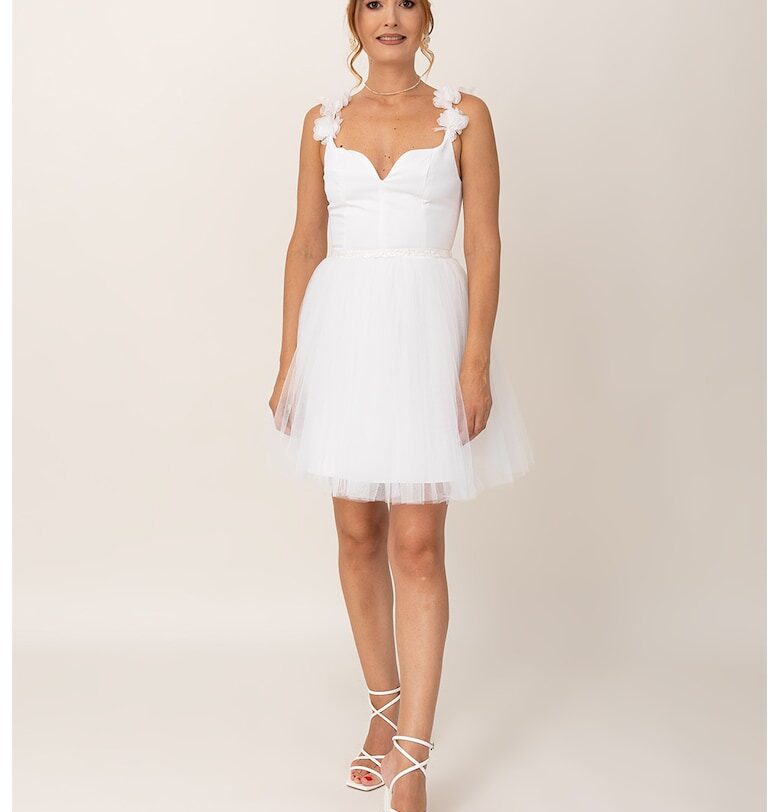 Рокля с тюл - Бял Ilona Andreoiu