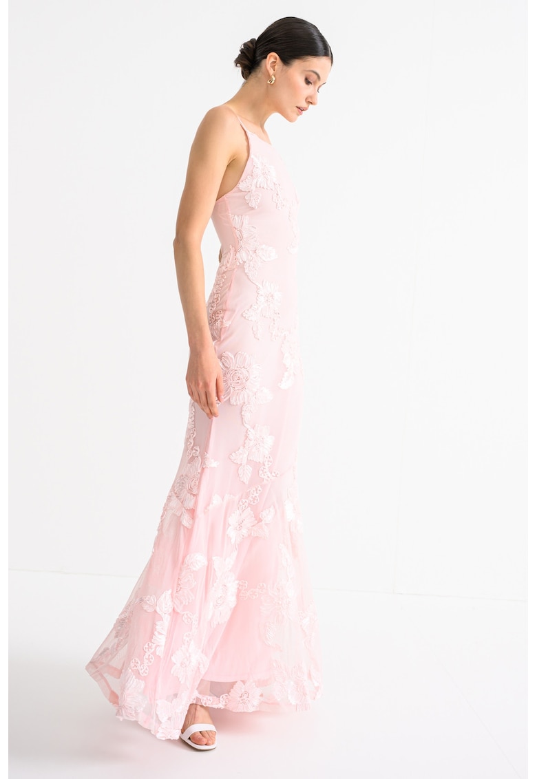 Рокля с флорална бродерия - Бледо розово Gina Tricot