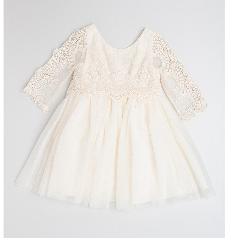 Рокля с флорални бродерии - Слонова кост Abel  Lula