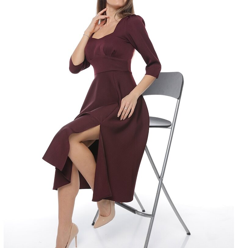 Рокля с цепка встрани - Бордо CAMISSI