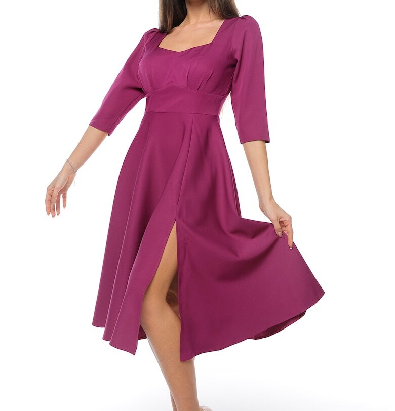 Рокля с цепка встрани - Тъмнорозов CAMISSI