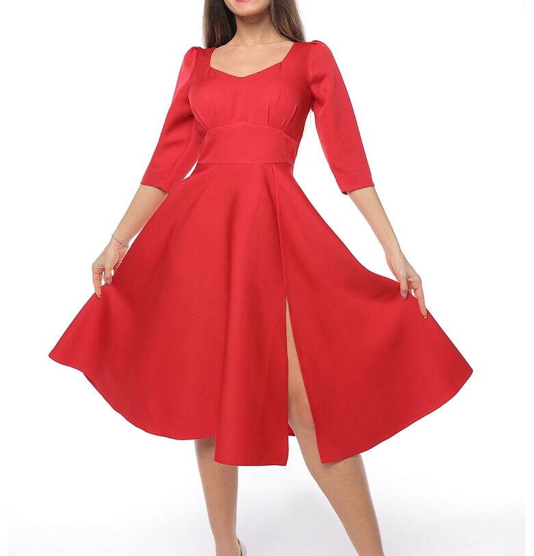 Рокля с цепка встрани - Червен CAMISSI