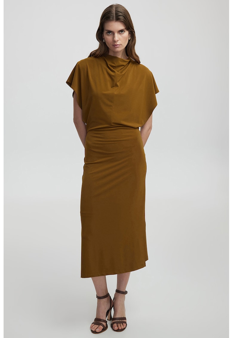 Рокля с цепки встрани и къси ръкави - Маслинено зелено Ipekyol