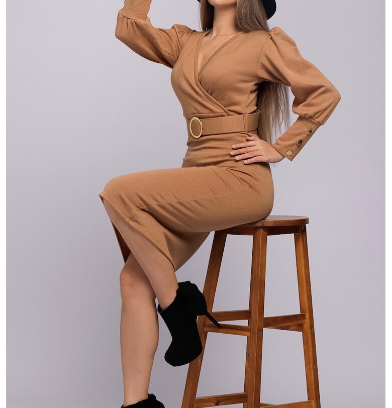 Рокля с шпиц - Канелено кафяво CAMISSI