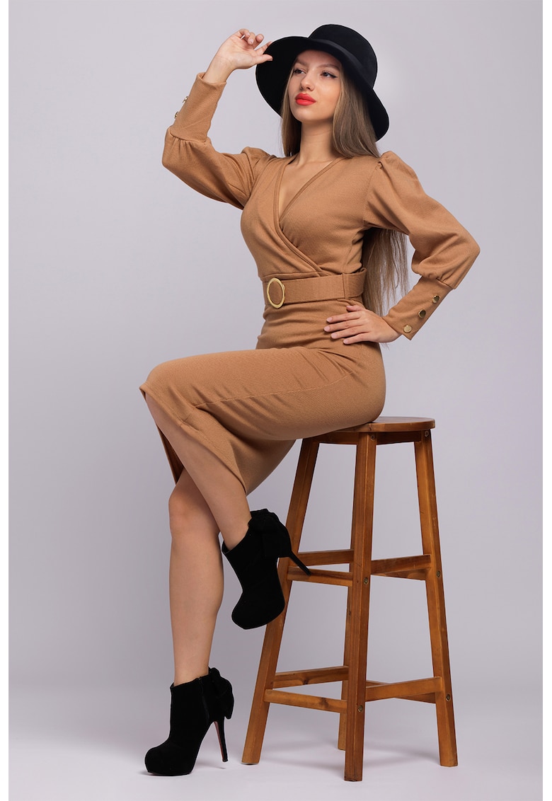 Рокля с шпиц - Канелено кафяво CAMISSI