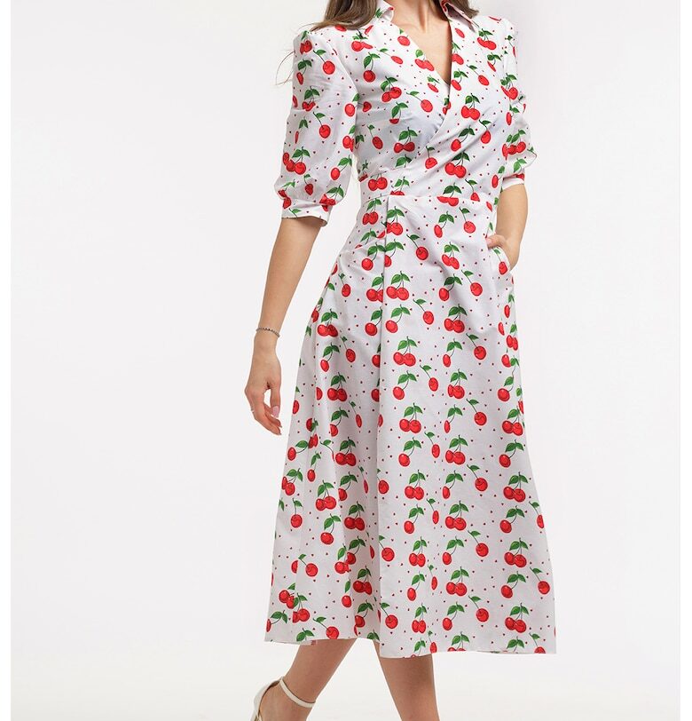 Рокля с шпиц - Червен/Бял/Зелен CAMISSI