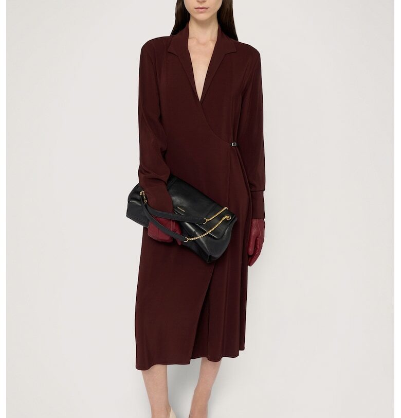 Рокля с шпиц и дълги ръкави - Коняк кафяв Trussardi