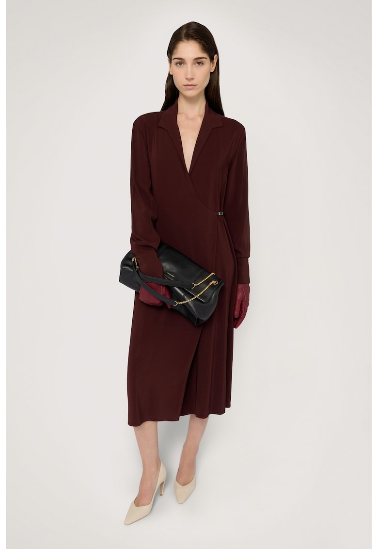 Рокля с шпиц и дълги ръкави - Коняк кафяв Trussardi