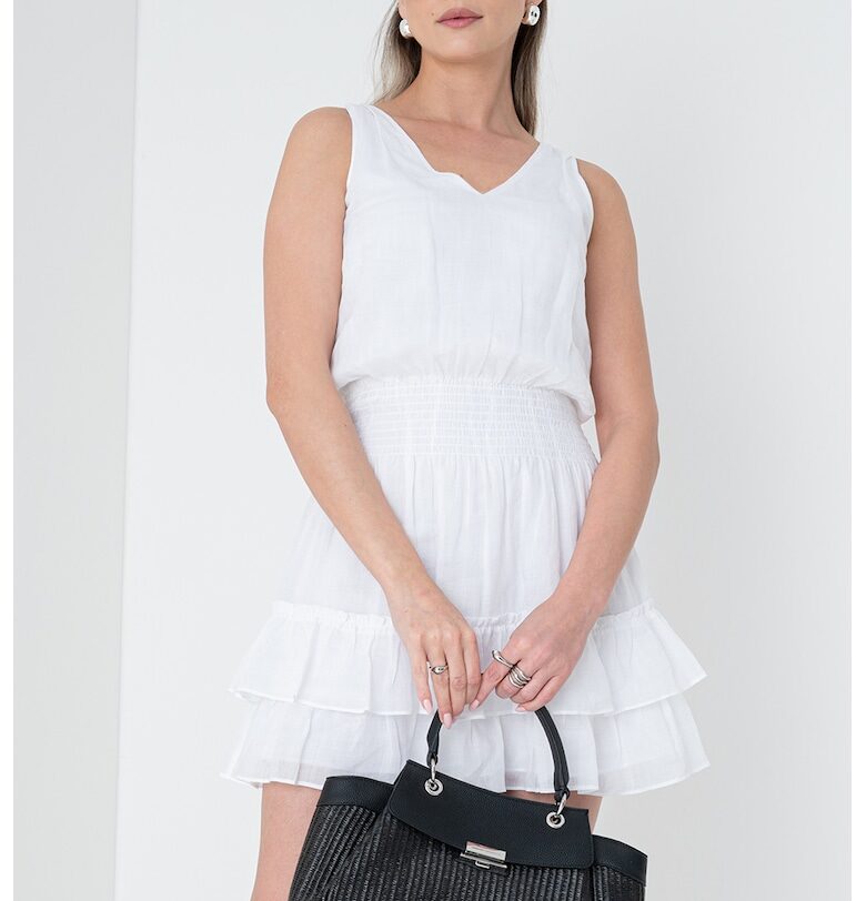 Рокля с шпиц и набирания - Бял ARMANI EXCHANGE