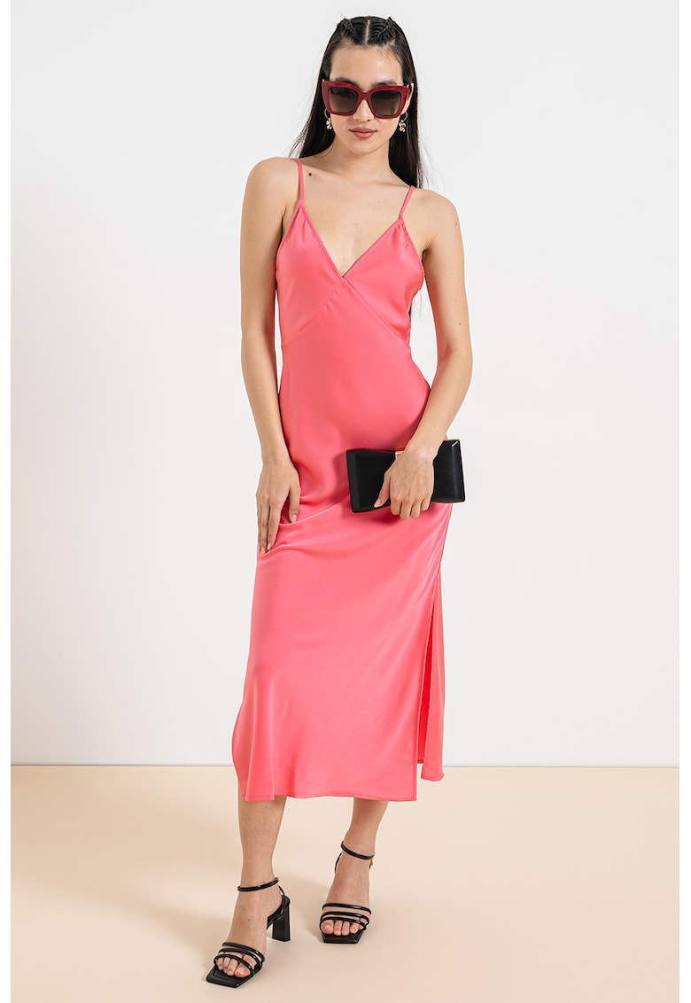 Рокля с шпиц и цепка встрани - Розово ARMANI EXCHANGE