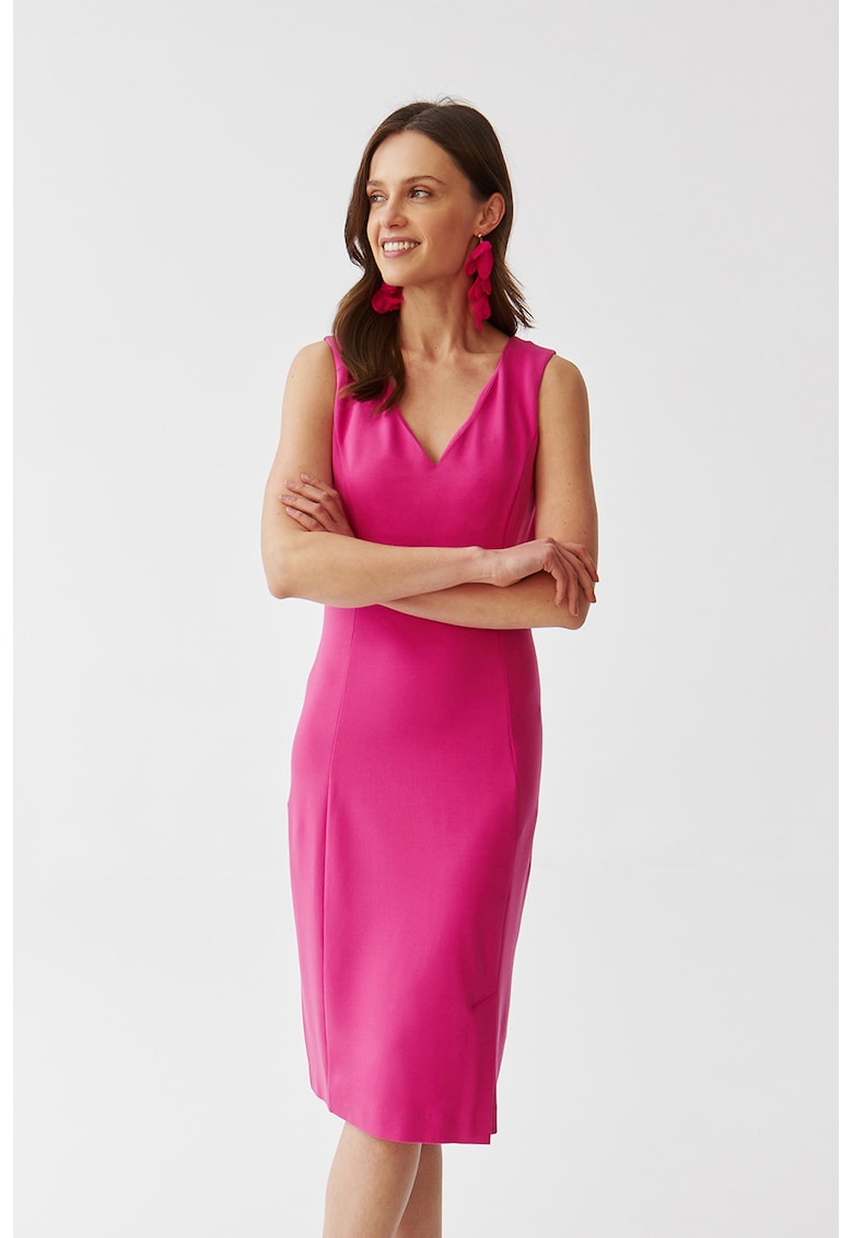 Рокля с шпиц и шлиц отпред - Яркорозово Tatuum