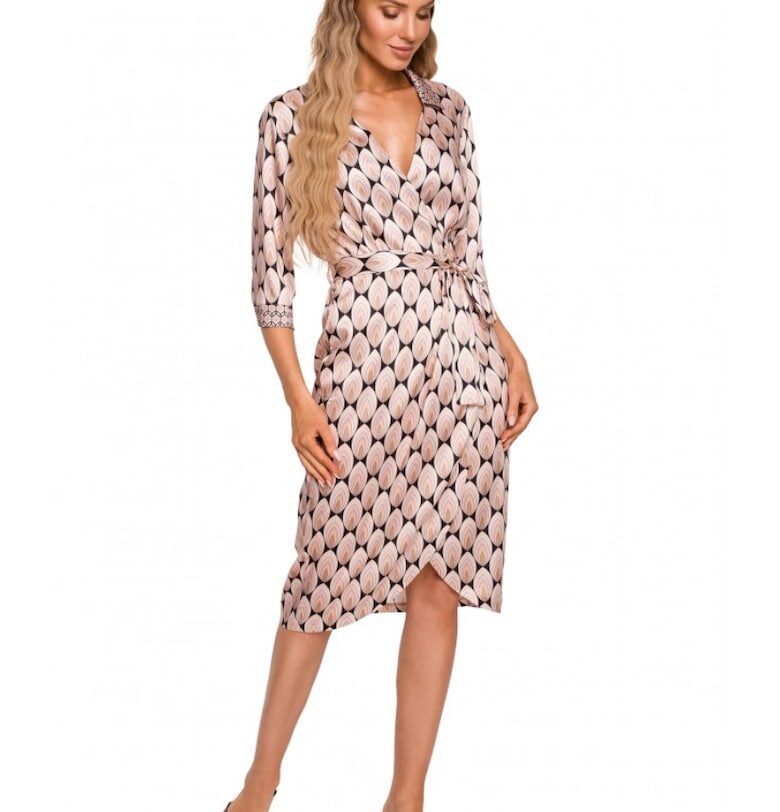 Рокля с щампа - Полиестер - Черен/Розово MOE