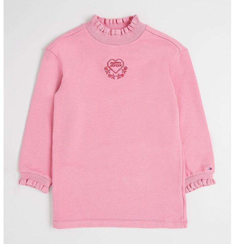 Рокля-суитшърт с ниска яка - Светлорозов Tommy Hilfiger