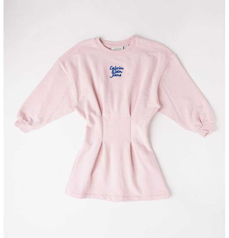 Рокля-суитшърт с памук - Пастелнорозов CALVIN KLEIN