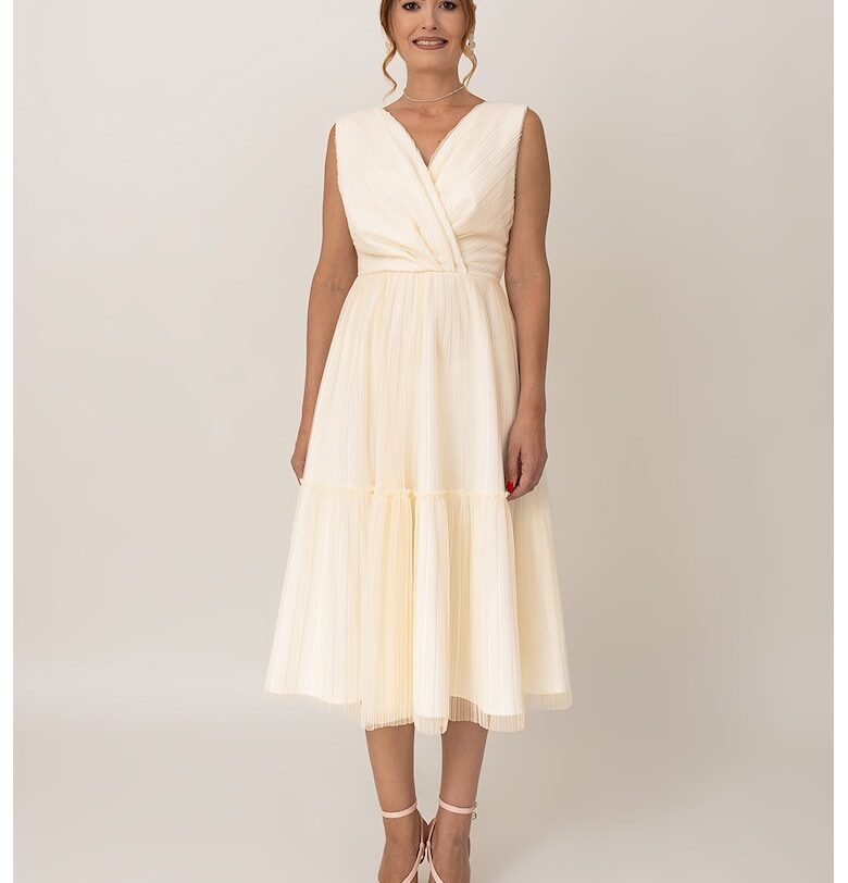 Рокля със застъпен дизайн - Крем Ilona Andreoiu