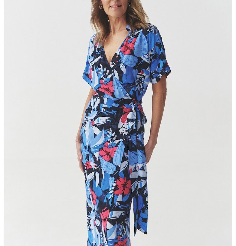 Рокля със застъпен дизайн - Червен/Черен/Светлосин Tatuum