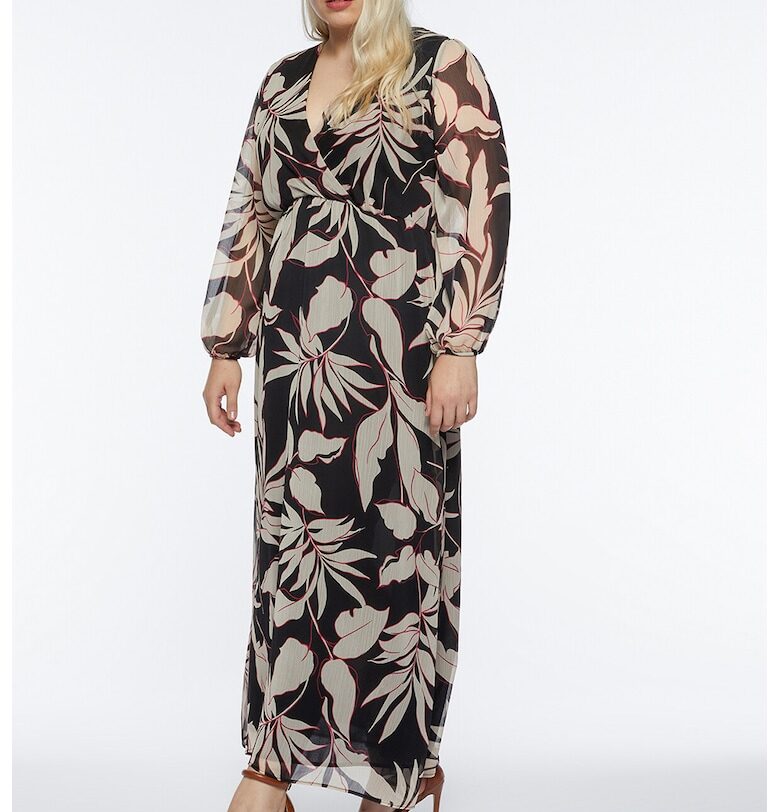 Рокля със застъпено деколте - Черен/Бежов Fiorella Rubino