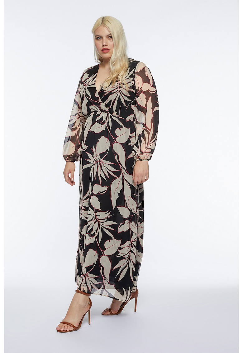 Рокля със застъпено деколте - Черен/Бежов Fiorella Rubino