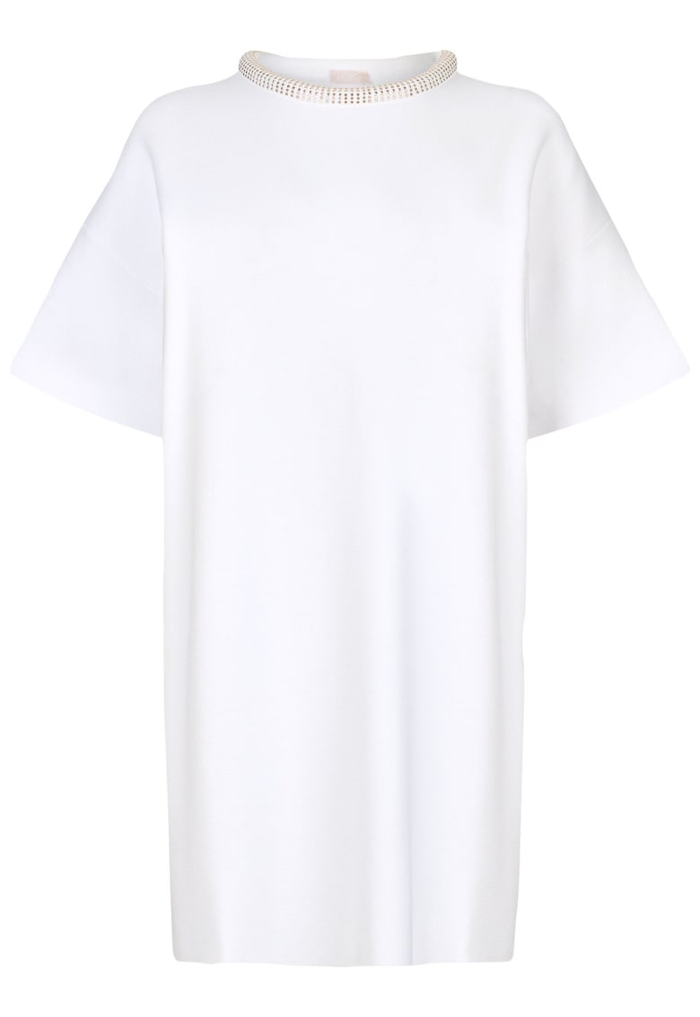 Рокля-тениска с декорирана яка - Бял Liu Jo