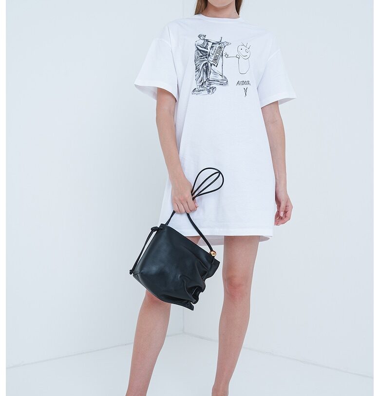 Рокля-тениска с десен - Бял Moschino Jeans