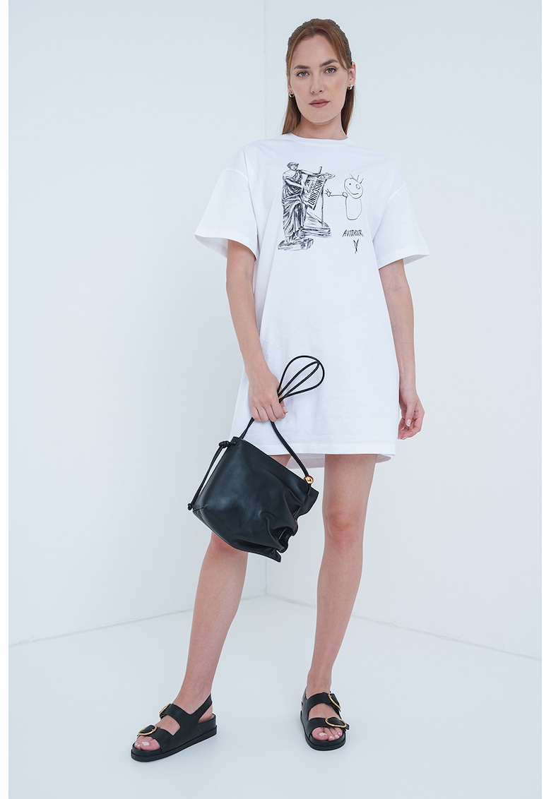 Рокля-тениска с десен - Бял Moschino Jeans