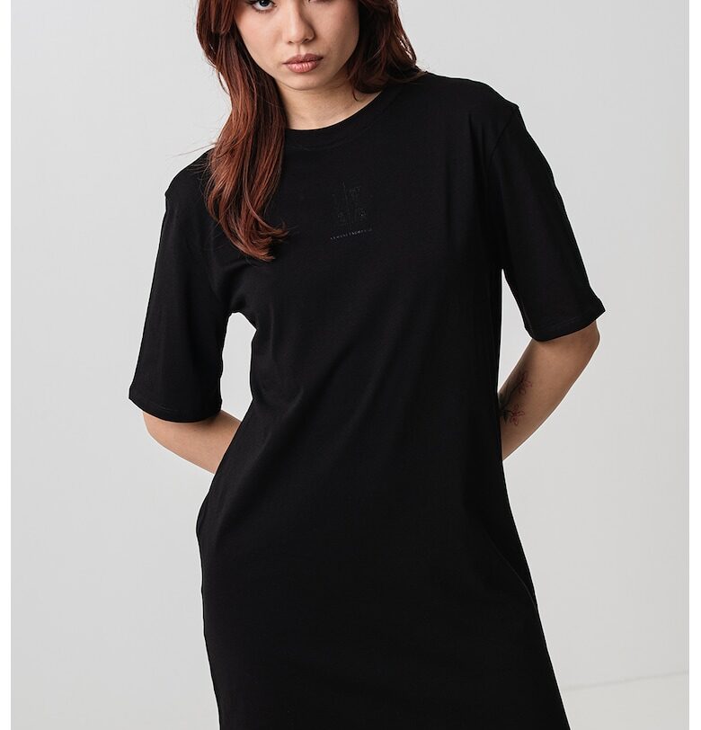 Рокля-тениска с лого - Черен ARMANI EXCHANGE