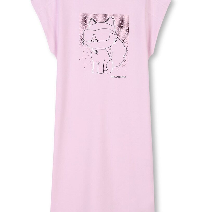 Рокля-тениска с модал - Пастелнорозов KARL LAGERFELD KIDS