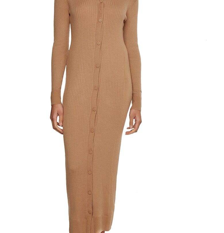 Рокля тип жилетка с вълна и лиосел - Камел CALVIN KLEIN