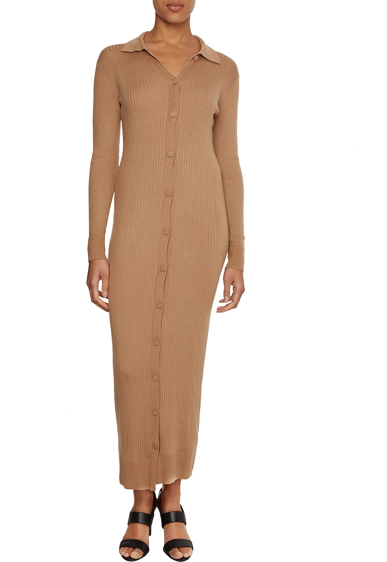 Рокля тип жилетка с вълна и лиосел - Камел CALVIN KLEIN