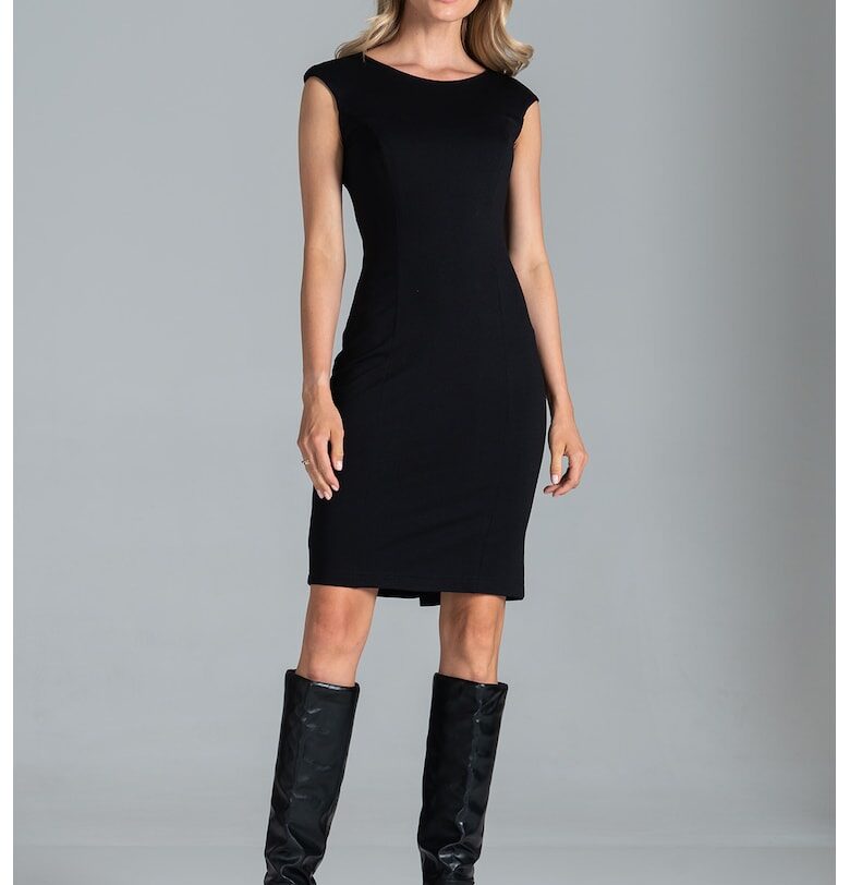 Рокля тип молив  M834 - черна - без ръкави - вискоза Figl