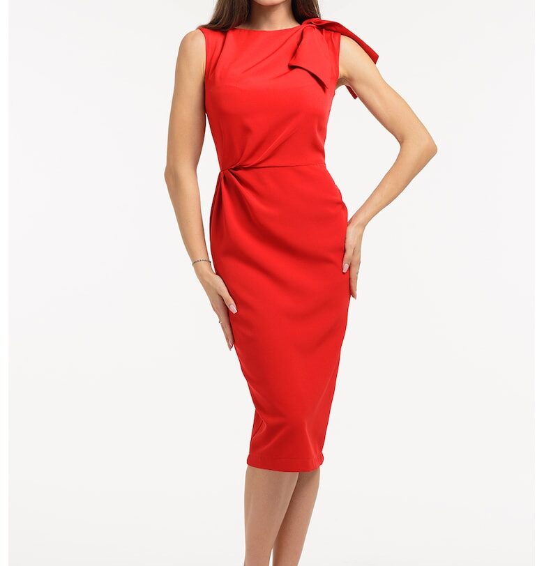 Рокля тип молив без ръкави - Аленочервен CAMISSI