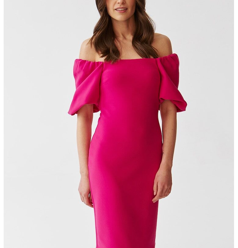 Рокля тип молив с бухнали ръкави - Яркорозово Tatuum