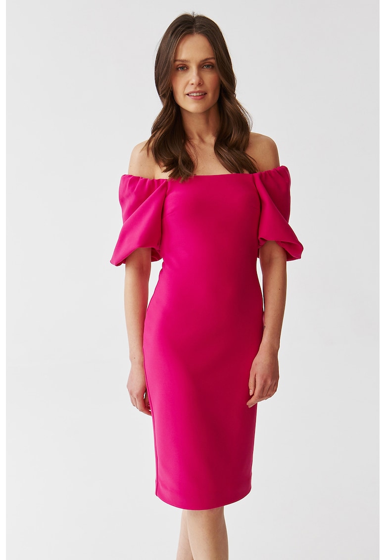Рокля тип молив с бухнали ръкави - Яркорозово Tatuum