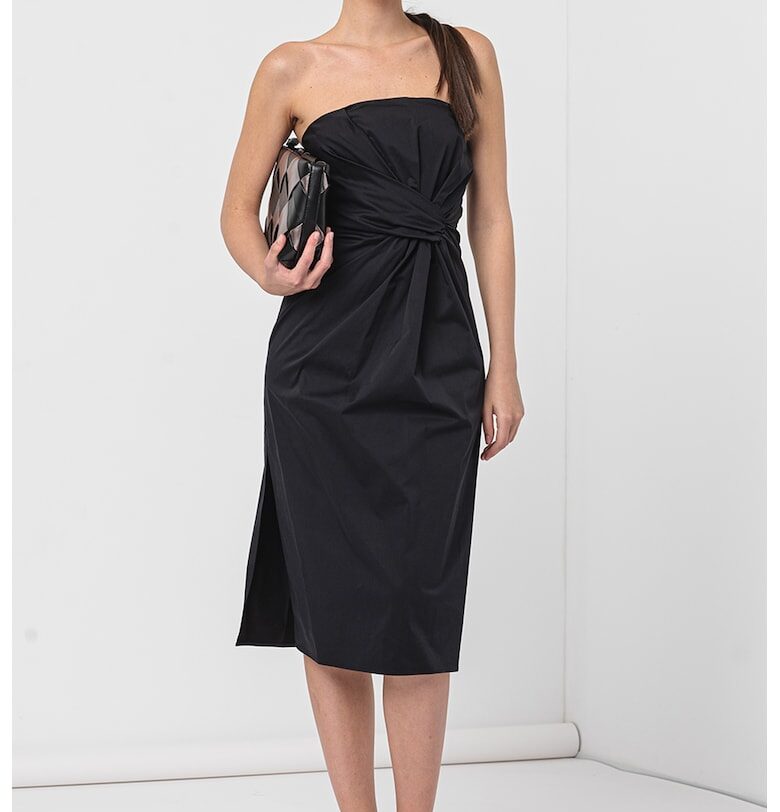 Рокля тип молив с памук и набиране - Черен Marella