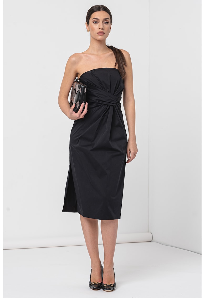 Рокля тип молив с памук и набиране - Черен Marella