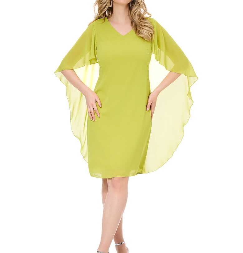 Рокля тип пелерина с шпиц - Лайм зелено BAROCCA